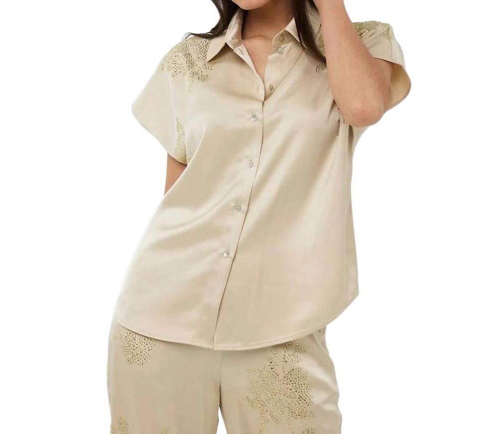 NEW ESQUALO signe sequins batwing blouse in champagne